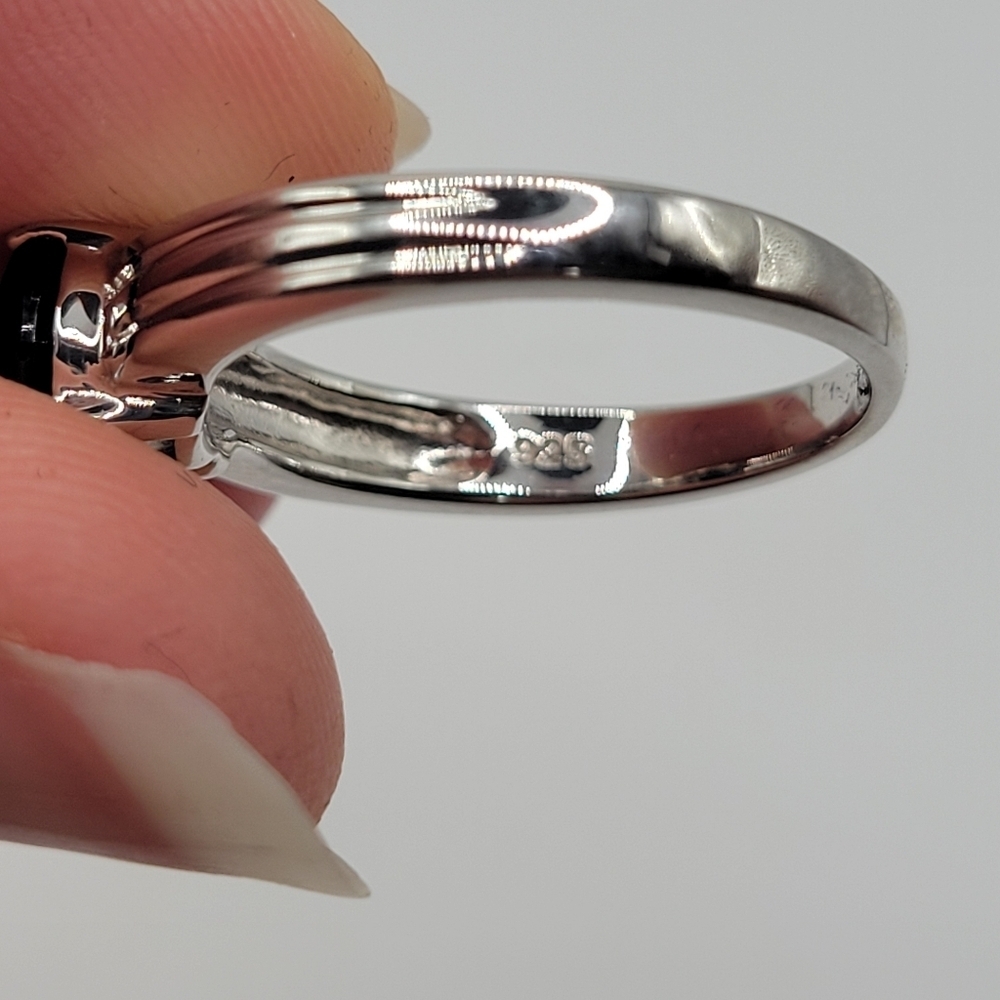 NWOT Kay Jewelers Lab Blue Sapphire Solitare Thick 925 Sterling Silver Band - Picture 5 of 6